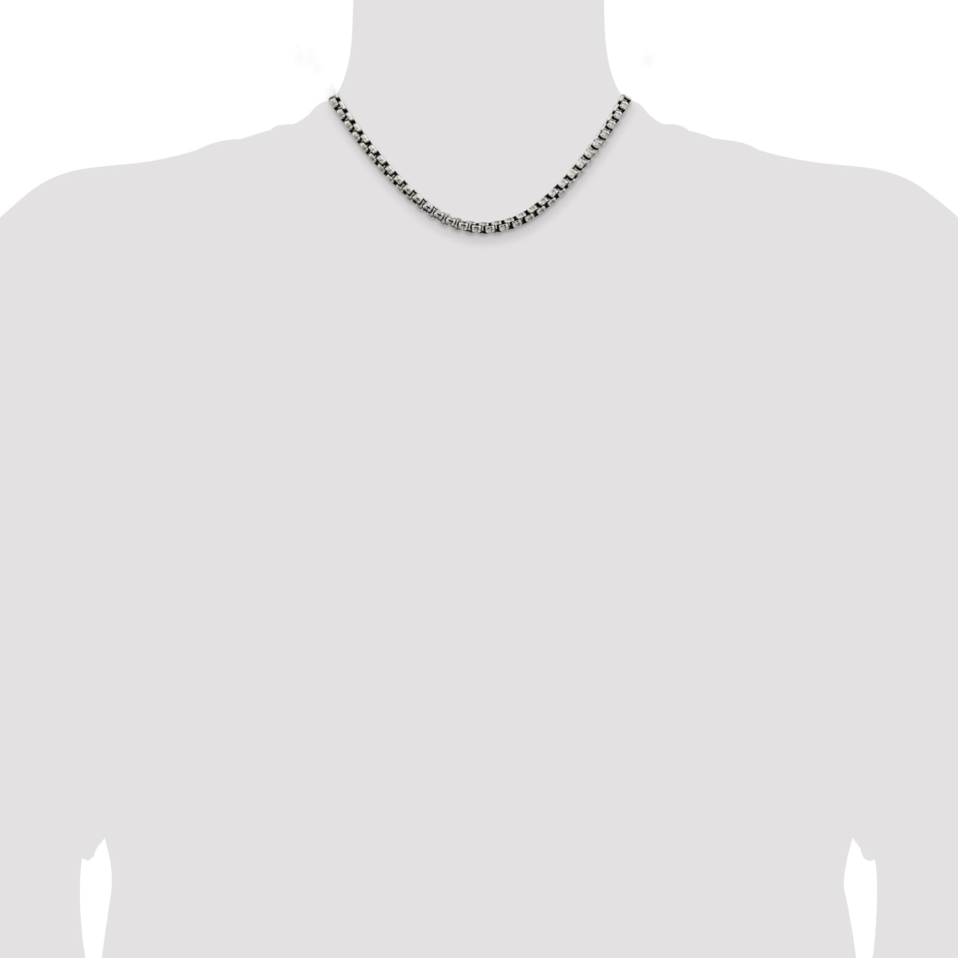 Sterling Silver Antiqued 5.2mm Round Box Chain