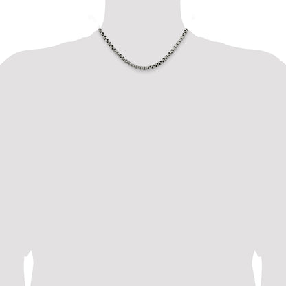 Sterling Silver Antiqued 5.2mm Round Box Chain