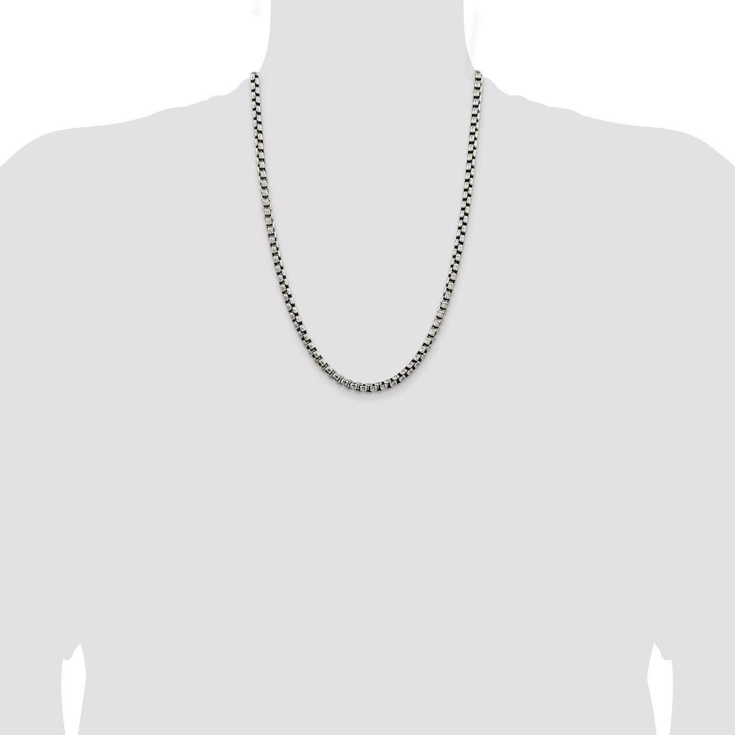 Sterling Silver Antiqued 5.2mm Round Box Chain