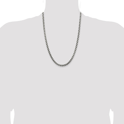 Sterling Silver Antiqued 5.2mm Round Box Chain