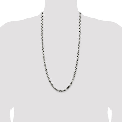 Sterling Silver Antiqued 5.2mm Round Box Chain