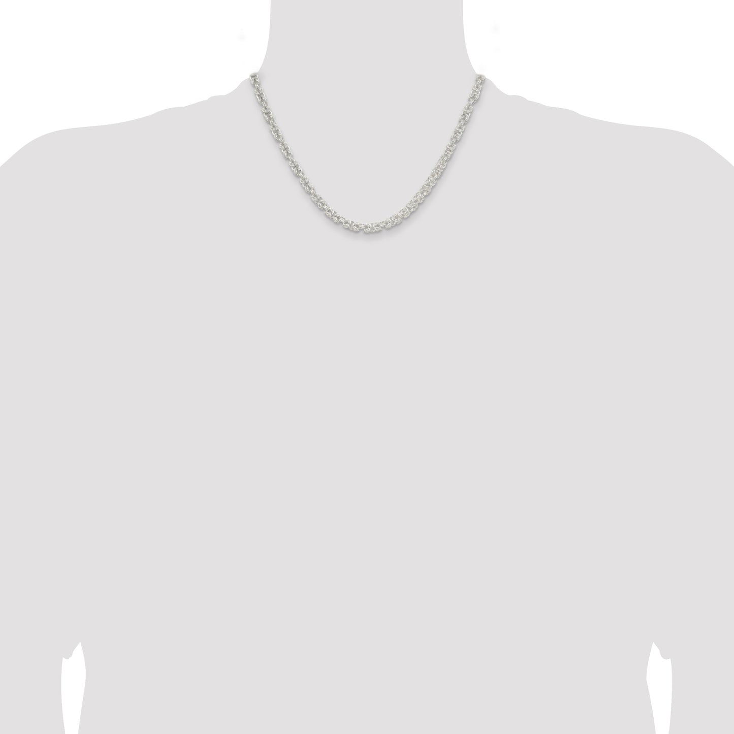 Sterling Silver 4.75mm Rounded Byzantine Chain