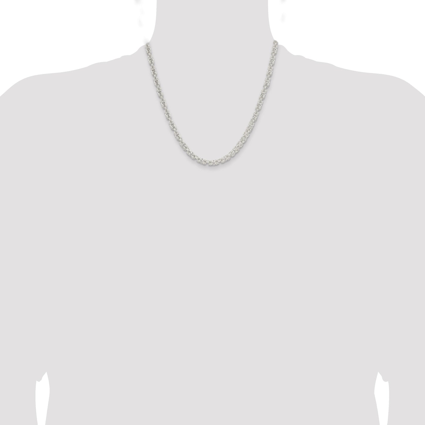 Sterling Silver 4.75mm Rounded Byzantine Chain