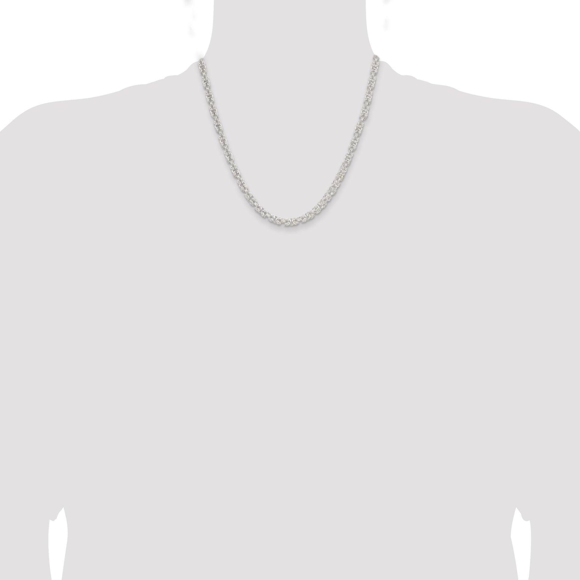 Sterling Silver 4.75mm Rounded Byzantine Chain