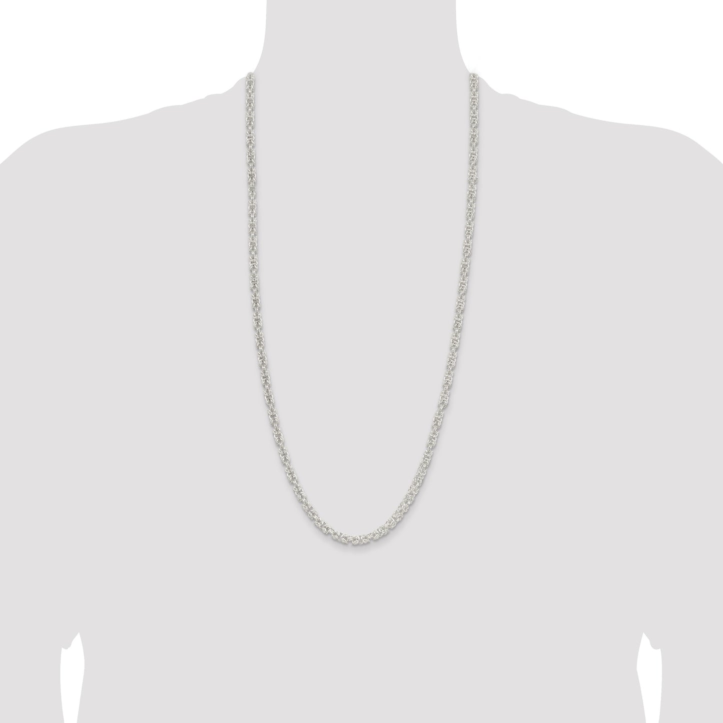 Sterling Silver 4.75mm Rounded Byzantine Chain