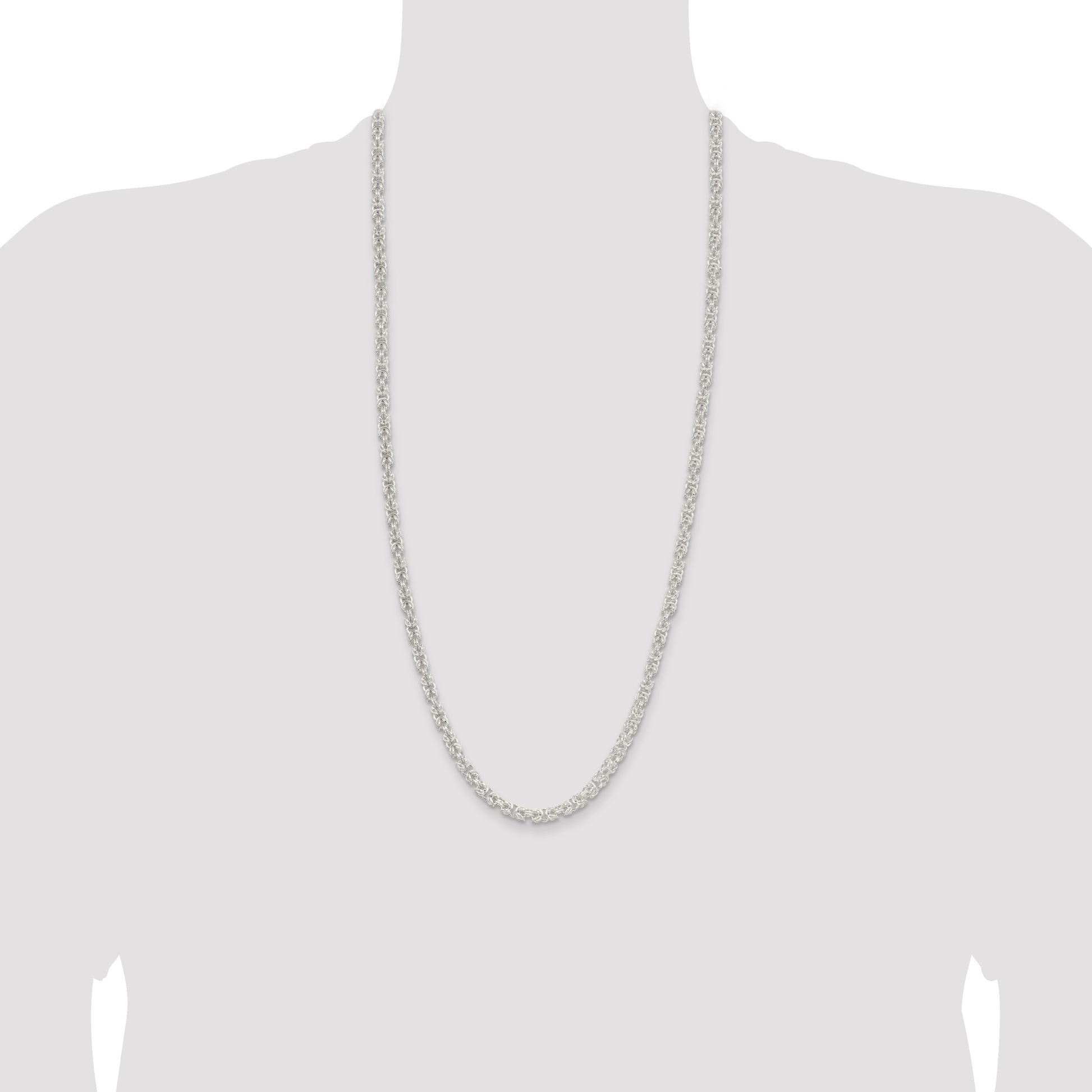 Sterling Silver 4.75mm Rounded Byzantine Chain