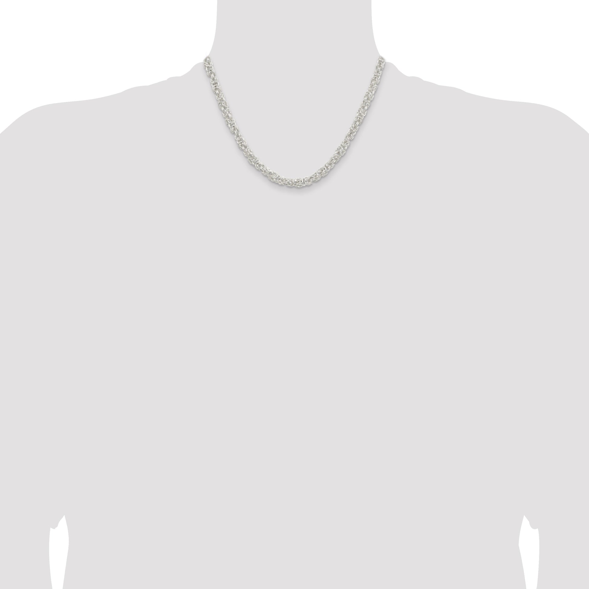 Sterling Silver 5.5mm Rounded Byzantine Chain