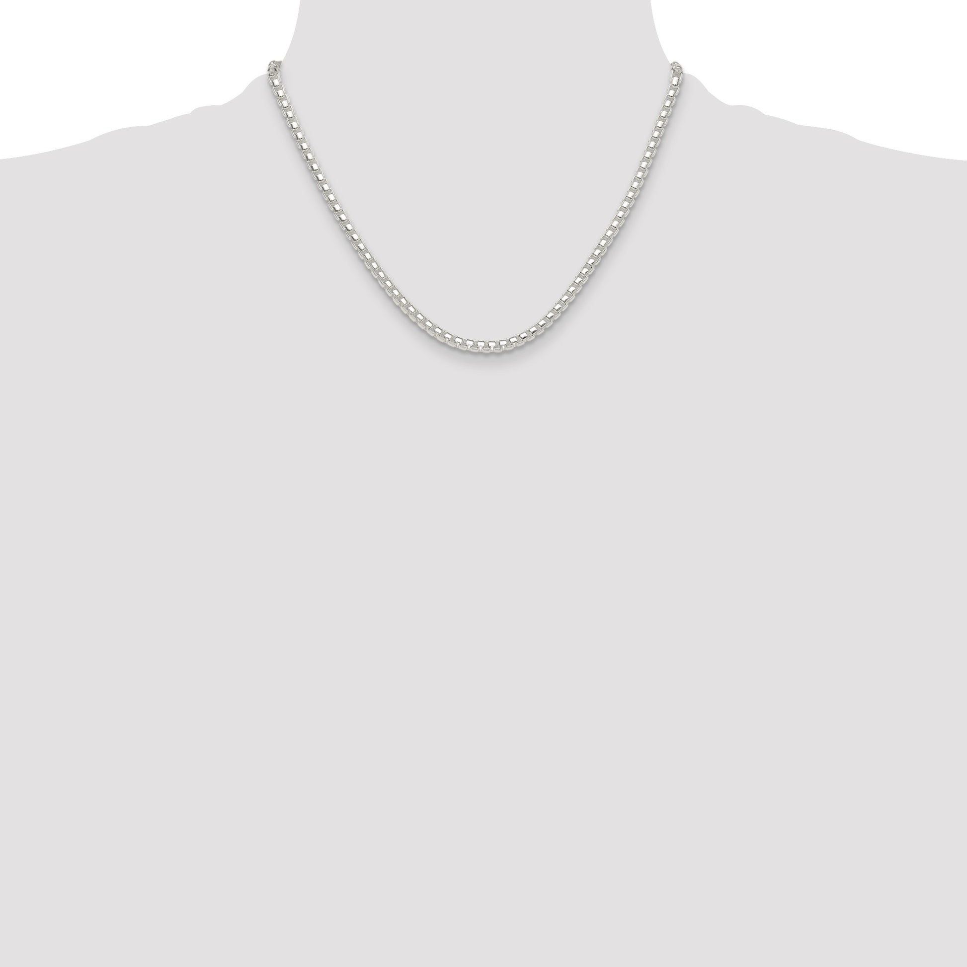 Sterling Silver Polished 4mm Round Box Chain