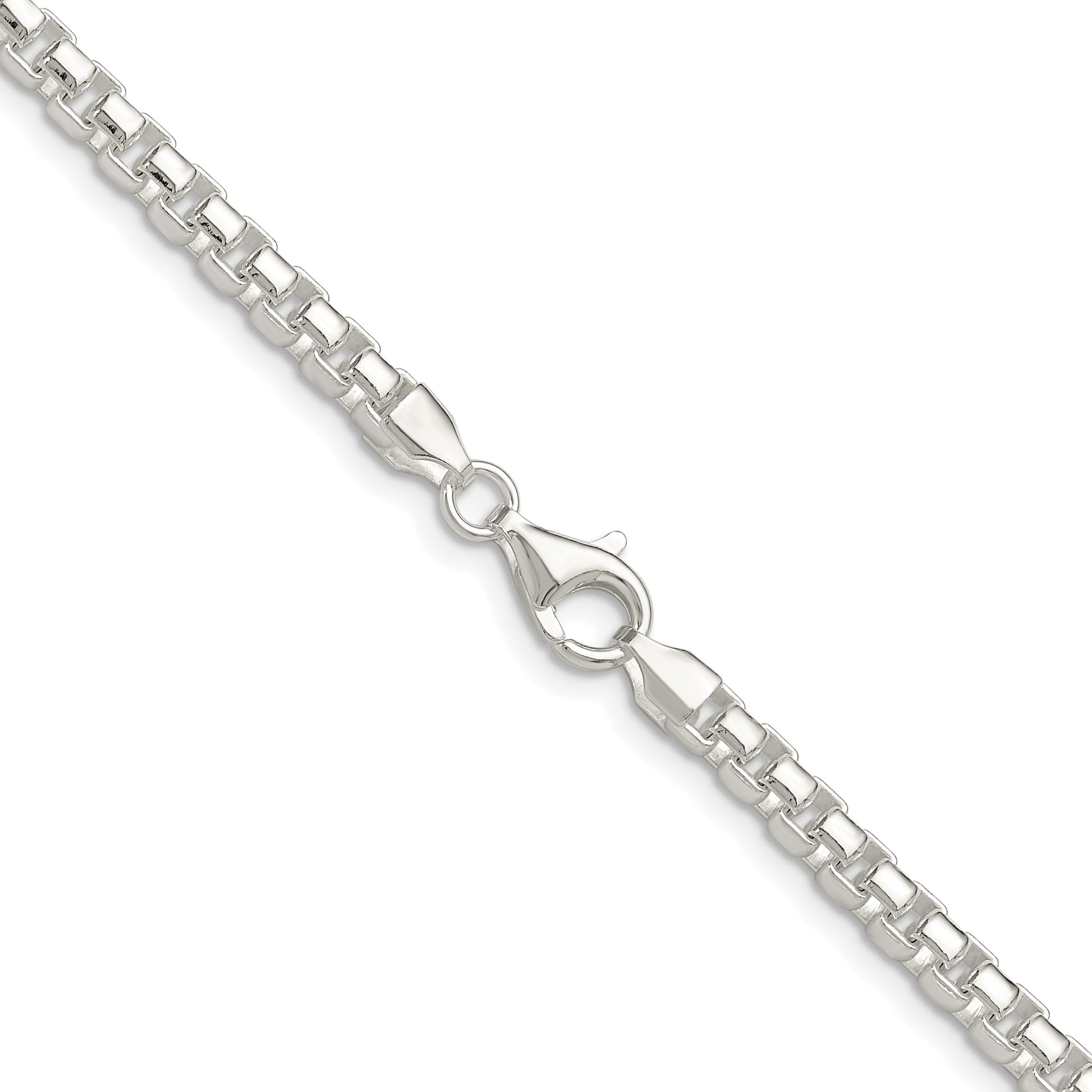 Sterling Silver Rhodium-plated Polished 4mm Round Box Chain