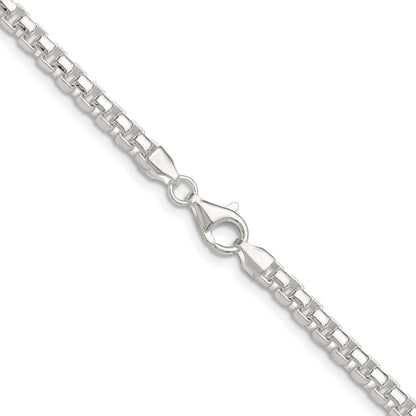 Sterling Silver Rhodium-plated Polished 4mm Round Box Chain