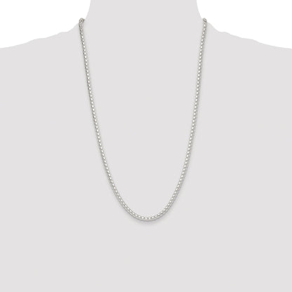 Sterling Silver Rhodium-plated Polished 4mm Round Box Chain