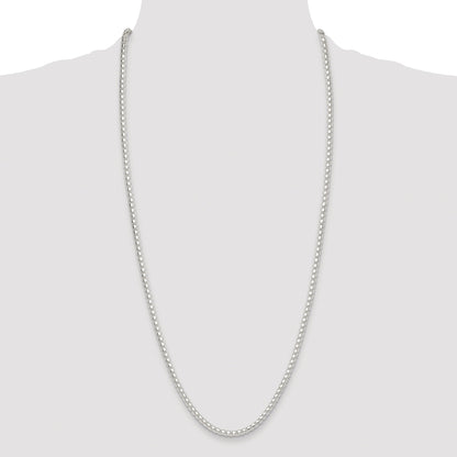 Sterling Silver Rhodium-plated Polished 4mm Round Box Chain