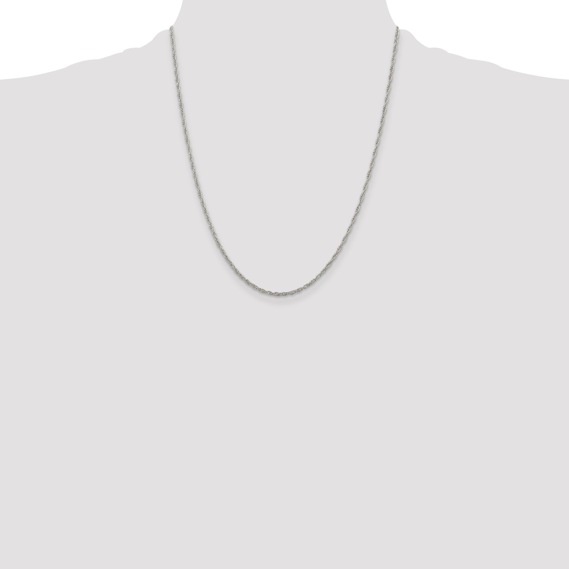Sterling Silver 1.95mm Loose Rope Chain w/4in ext.