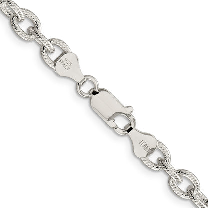 Sterling Silver 6.25mm Fancy Patterned Rolo Chain Necklace