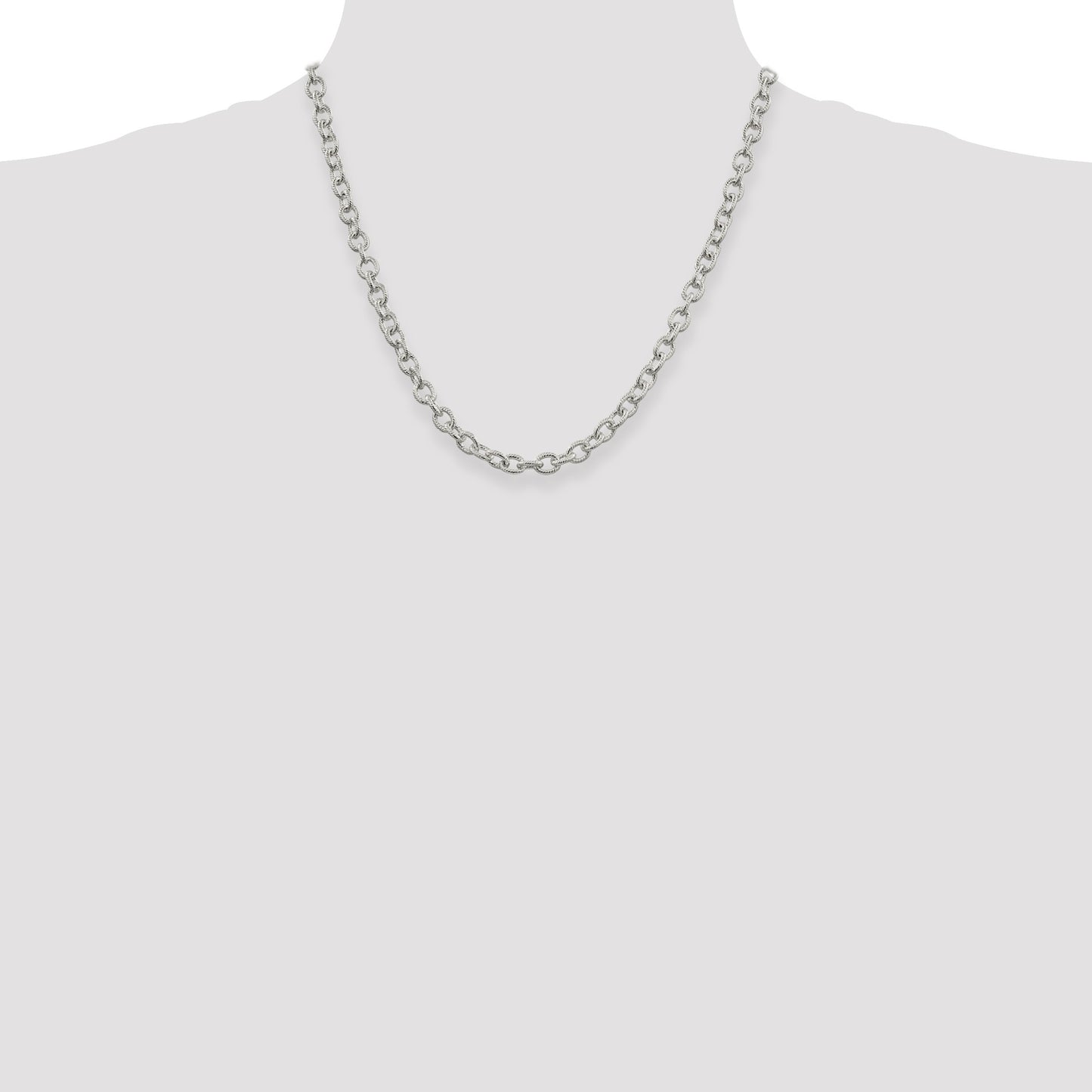 Sterling Silver 6.25mm Fancy Patterned Rolo Chain