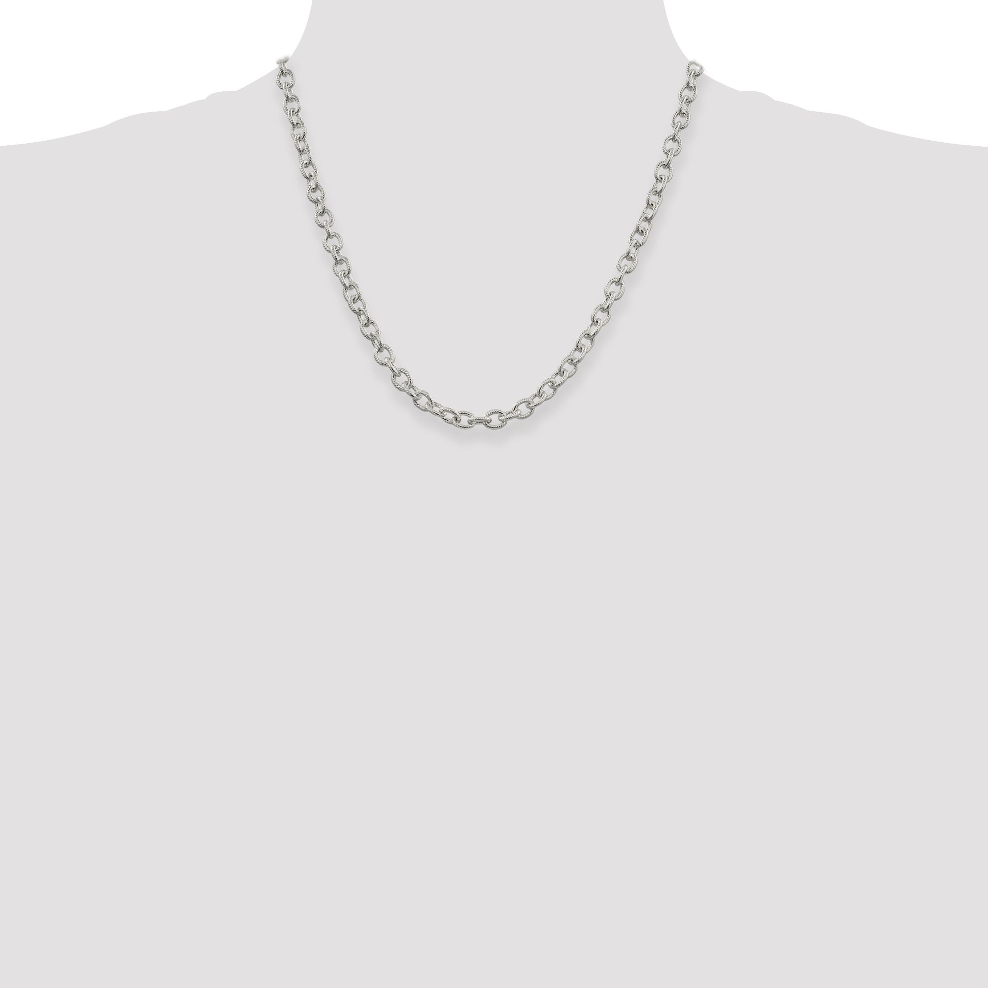 Sterling Silver 6.25mm Fancy Patterned Rolo Chain