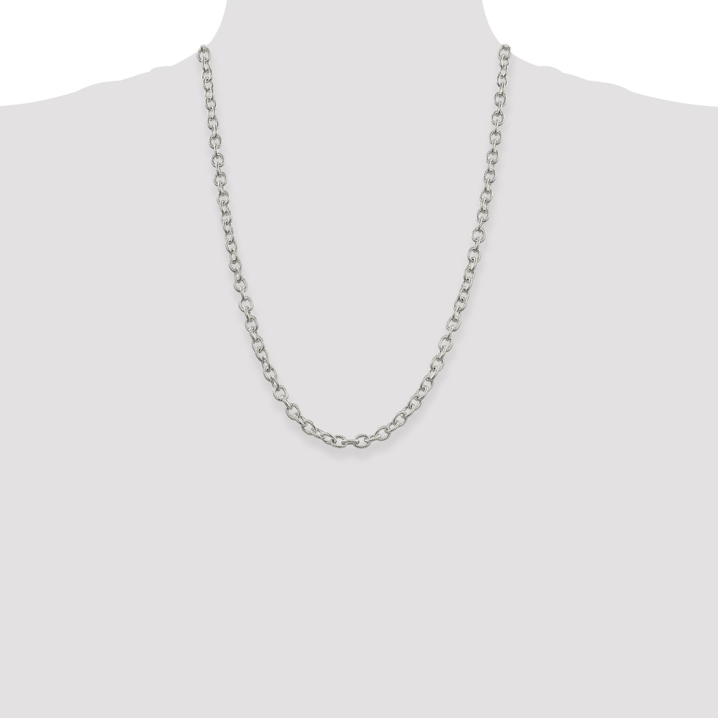 Sterling Silver 6.25mm Fancy Patterned Rolo Chain