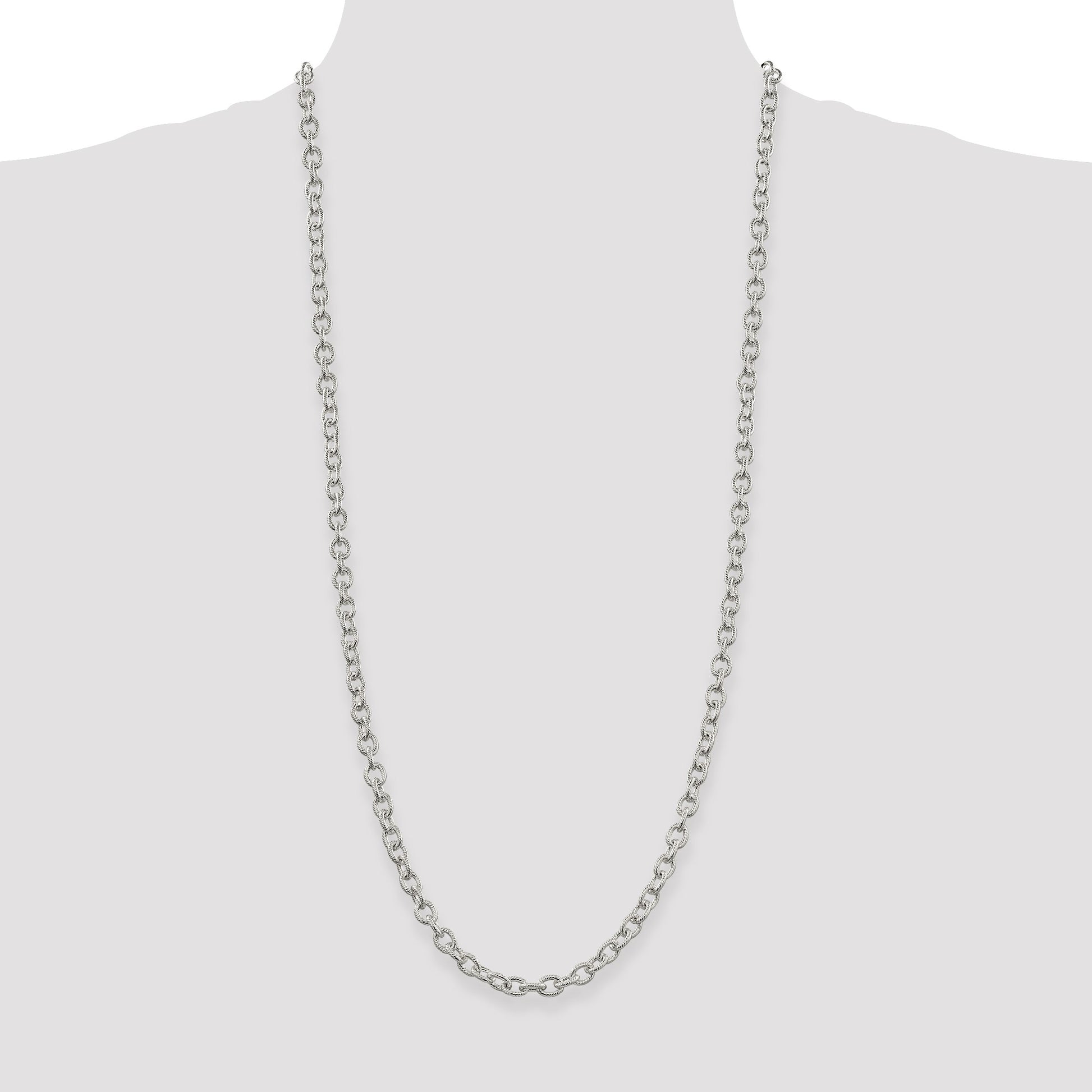 Sterling Silver 6.25mm Fancy Patterned Rolo Chain