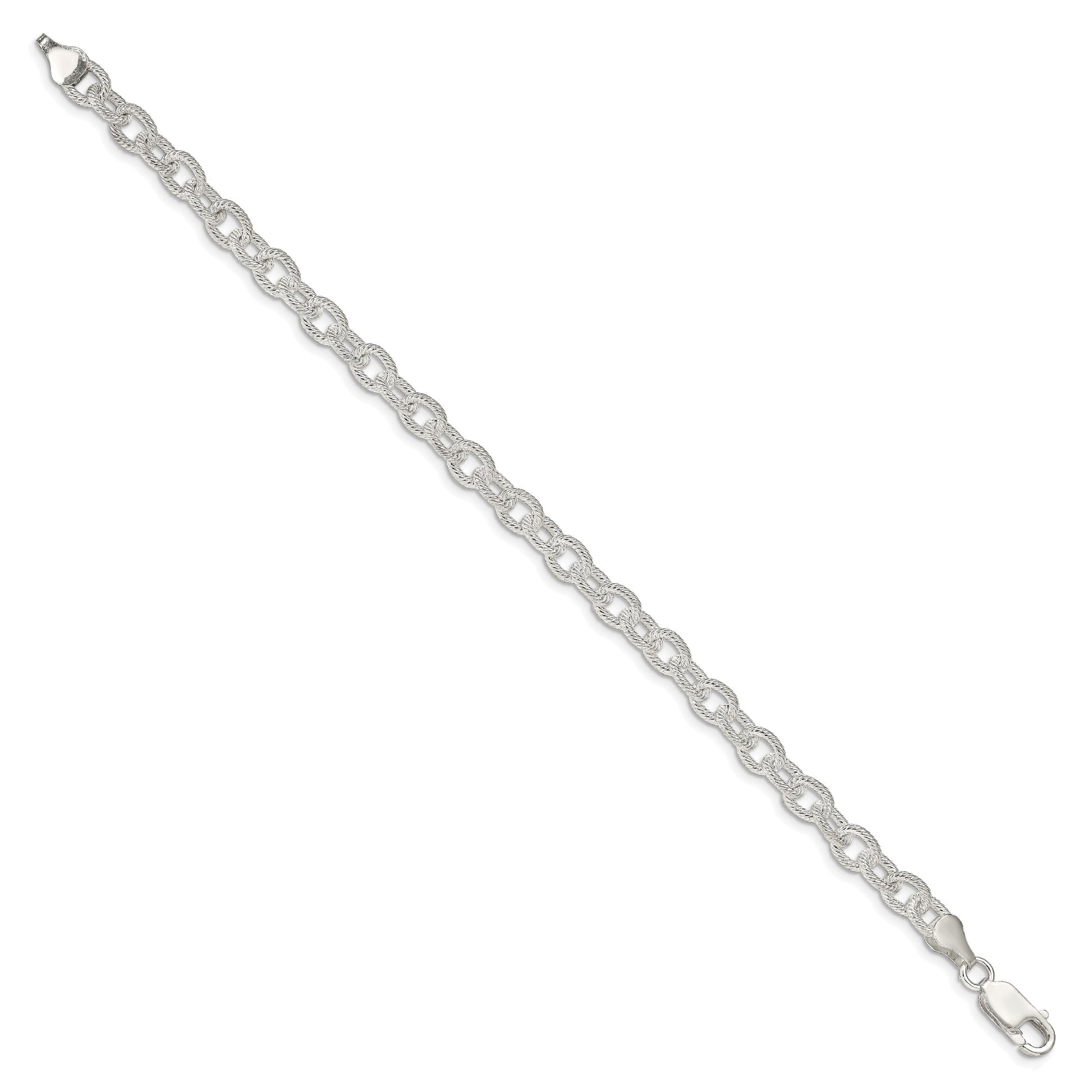 Sterling Silver 6.25mm Fancy Patterned Rolo Chain