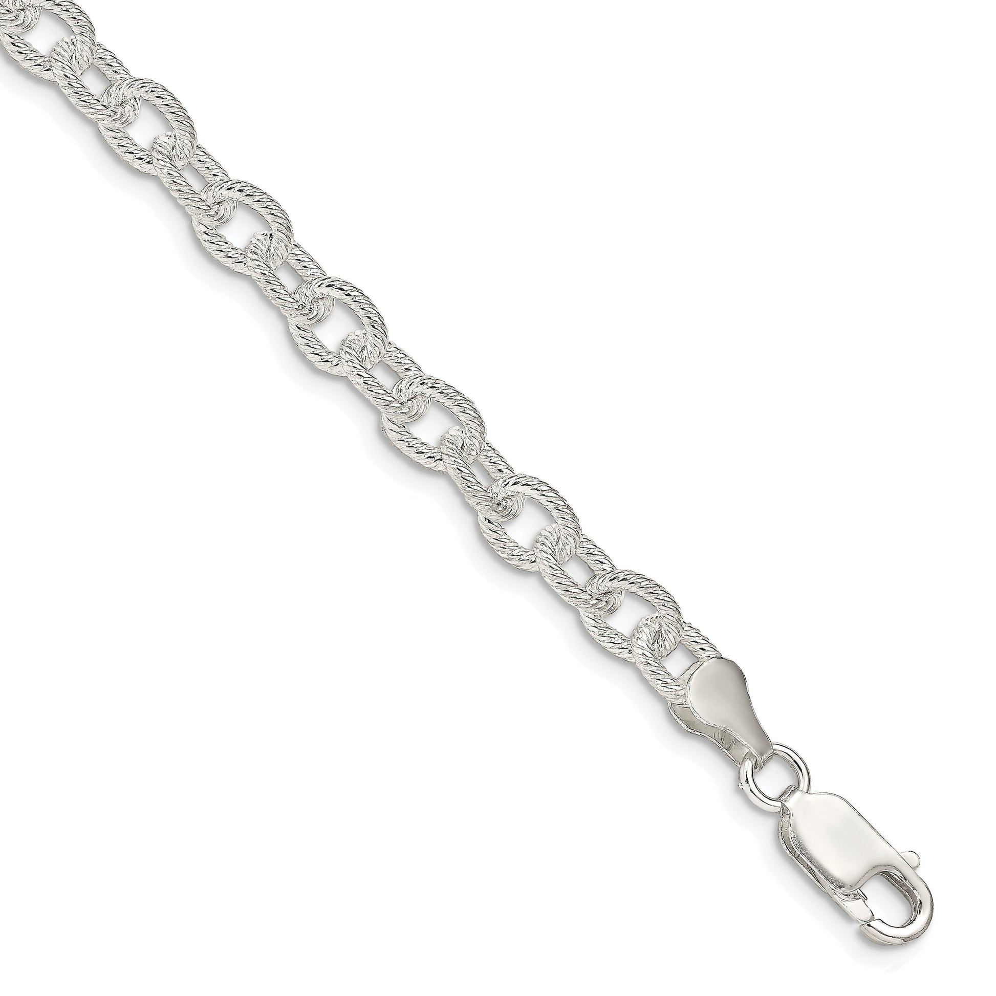 Sterling Silver 6.25mm Fancy Patterned Rolo Chain