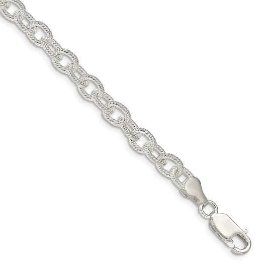 Sterling Silver 6.25mm Fancy Patterned Rolo Chain