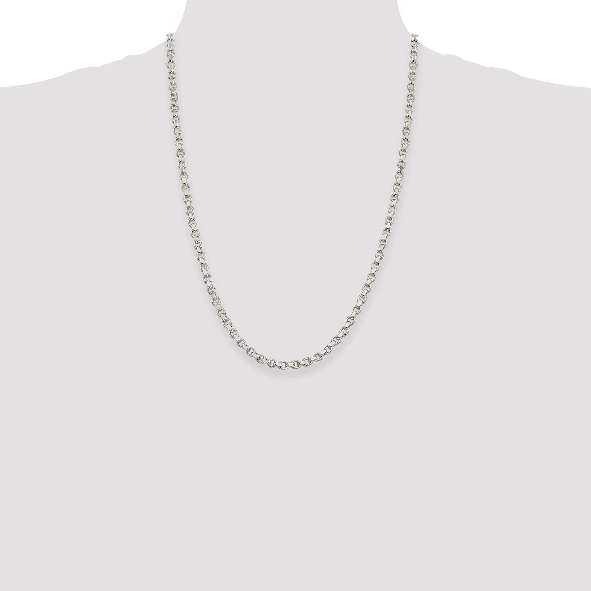 Sterling Silver 4mm Diamond-cut Rolo Chain