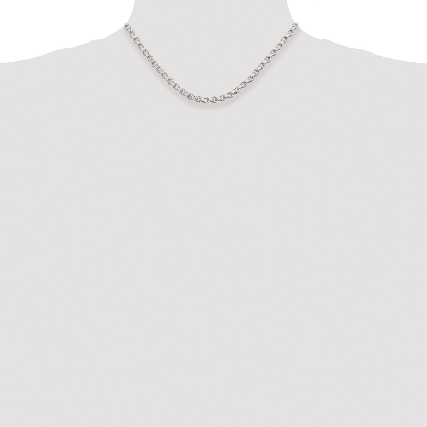 Sterling Silver Rhodium-plated 4mm Diamond-cut Rolo Chain