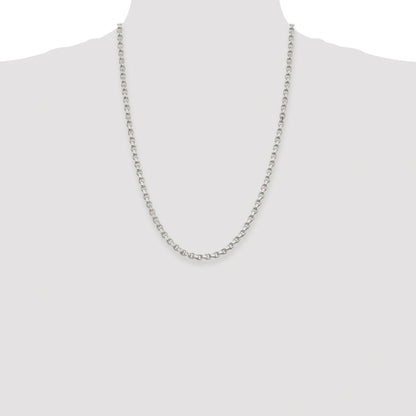 Sterling Silver Rhodium-plated 4mm Diamond-cut Rolo Chain