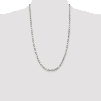 Sterling Silver Rhodium-plated 4mm Diamond-cut Rolo Chain