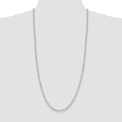 Sterling Silver Rhodium-plated 4mm Diamond-cut Rolo Chain