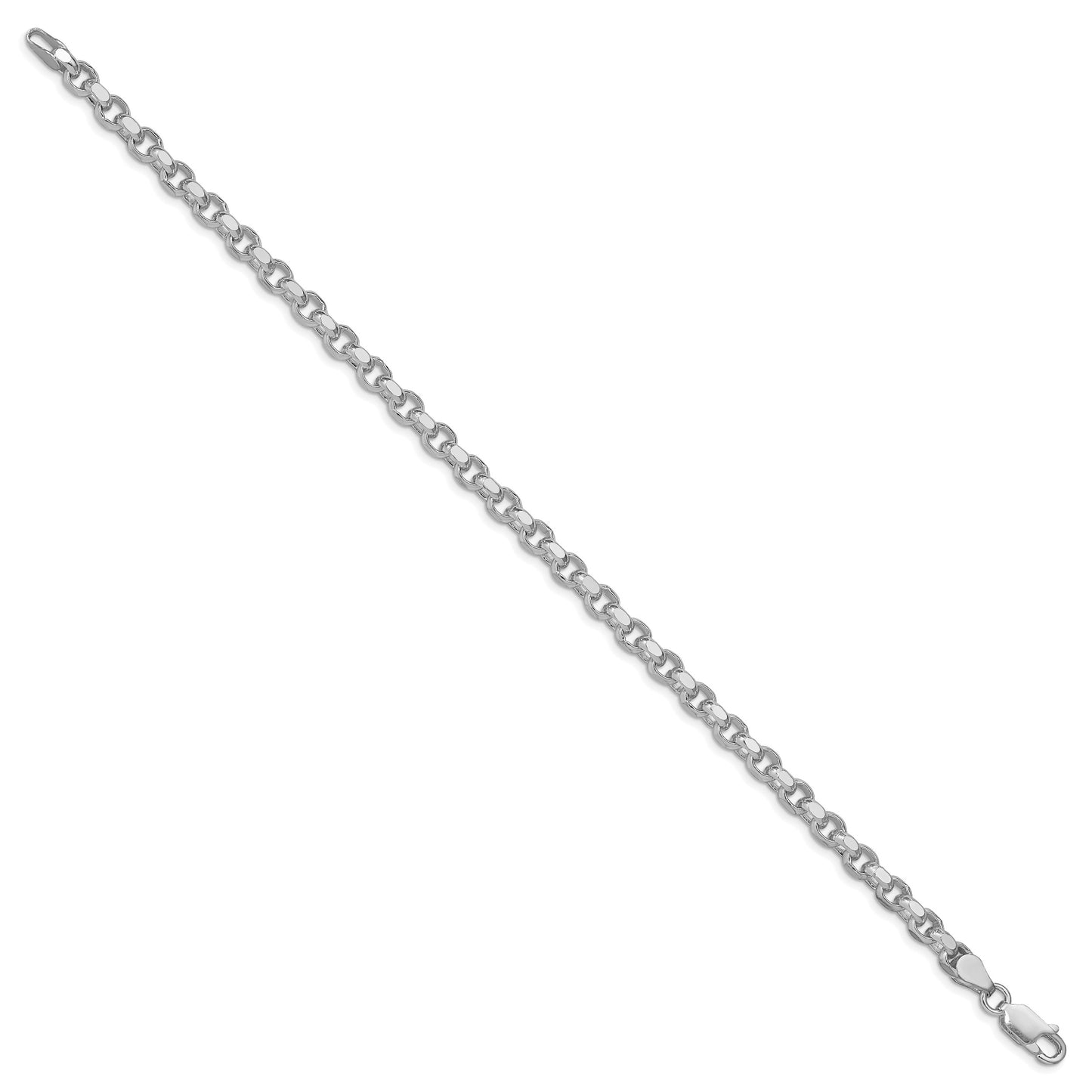 Sterling Silver Rhodium-plated 4mm Diamond-cut Rolo Chain