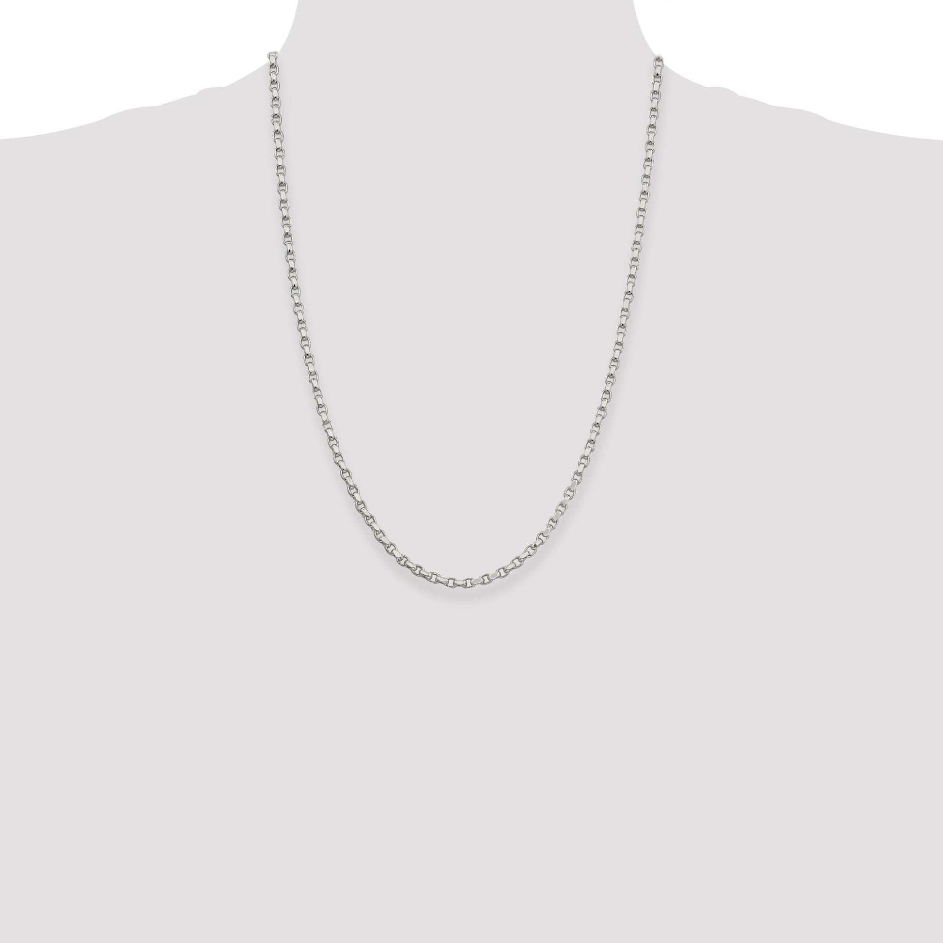 Sterling Silver 3.5mm Diamond-cut Rolo Chain