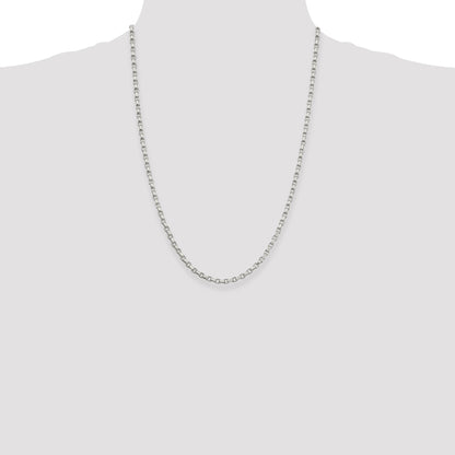 Sterling Silver 3.5mm Diamond-cut Rolo Chain