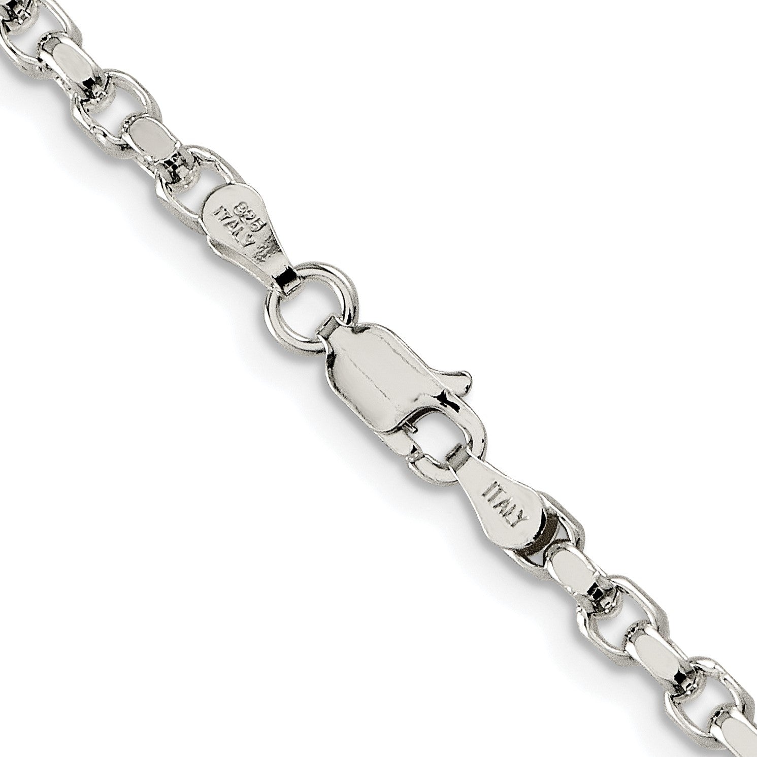 Sterling Silver Rhodium-plated 3.5mm Diamond-cut Rolo Chain