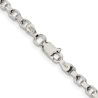 Sterling Silver Rhodium-plated 3.5mm Diamond-cut Rolo Chain