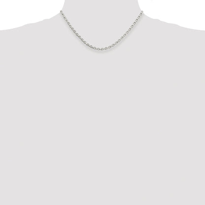 Sterling Silver Rhodium-plated 3.5mm Diamond-cut Rolo Chain
