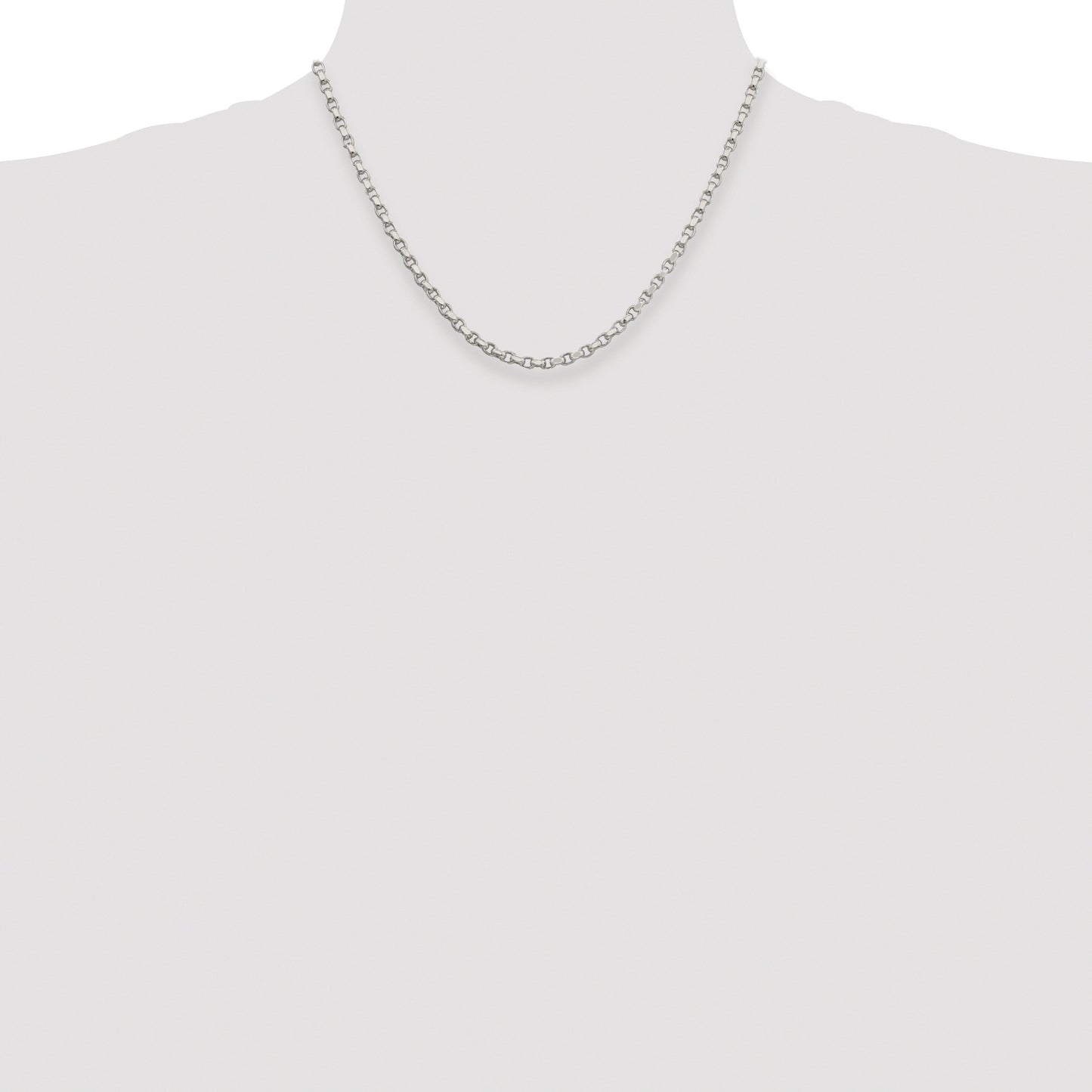 Sterling Silver Rhodium-plated 3.5mm Diamond-cut Rolo Chain