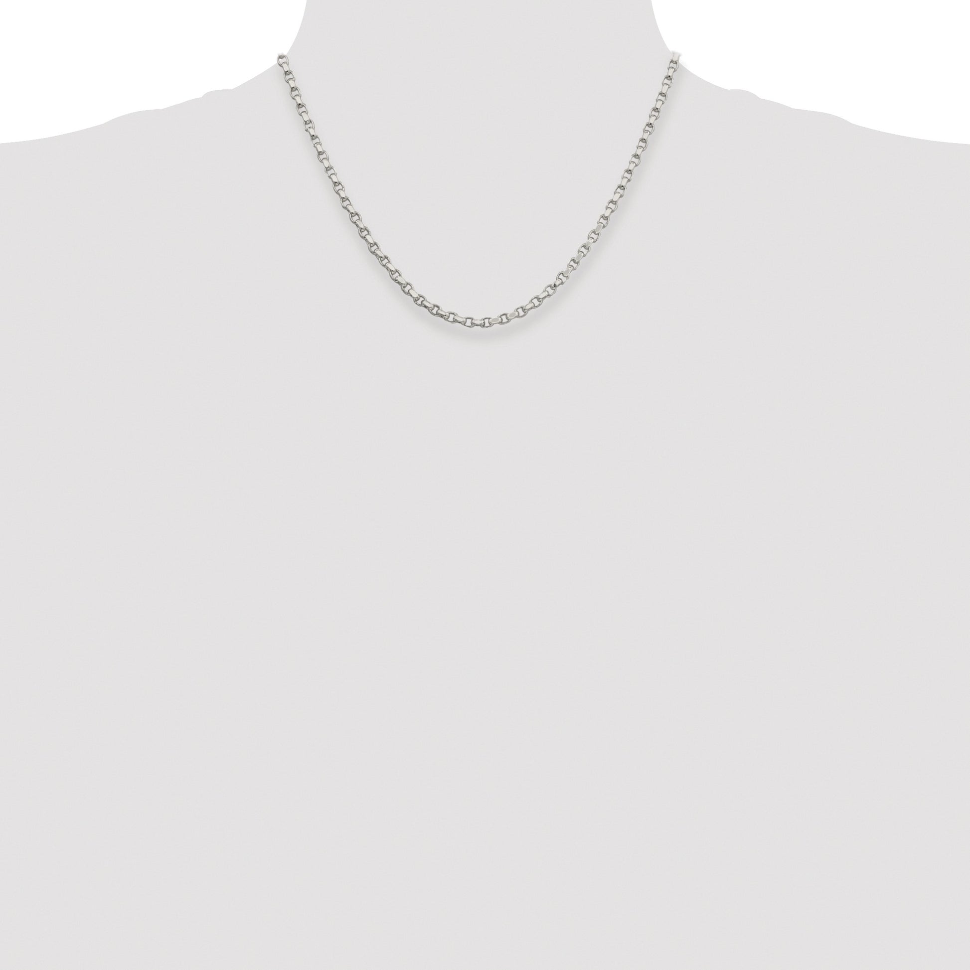 Sterling Silver Rhodium-plated 3.5mm Diamond-cut Rolo Chain