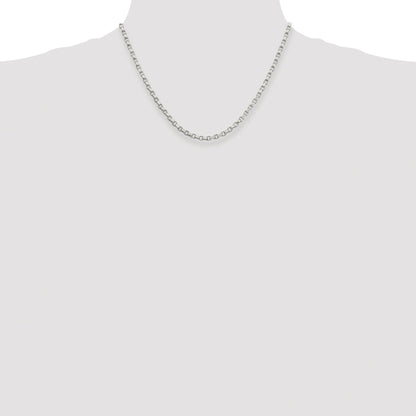 Sterling Silver Rhodium-plated 3.5mm Diamond-cut Rolo Chain