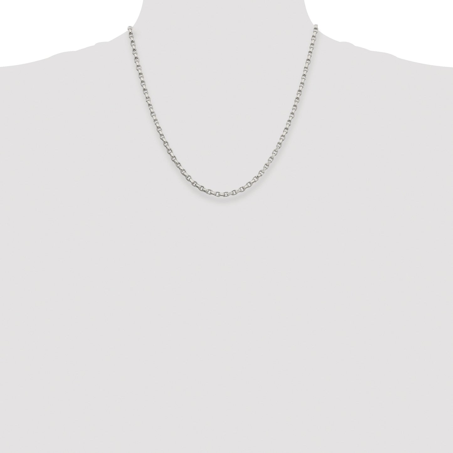 Sterling Silver Rhodium-plated 3.5mm Diamond-cut Rolo Chain