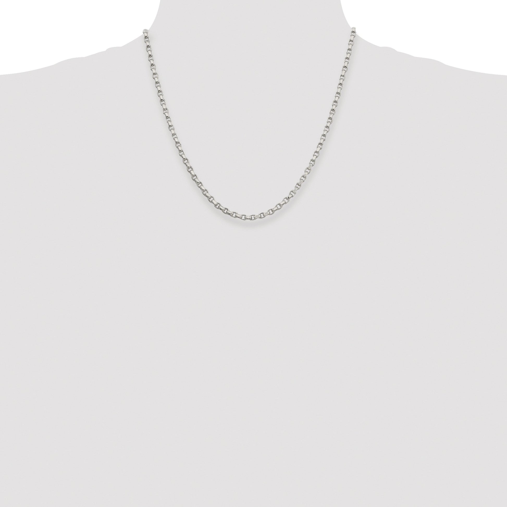 Sterling Silver Rhodium-plated 3.5mm Diamond-cut Rolo Chain