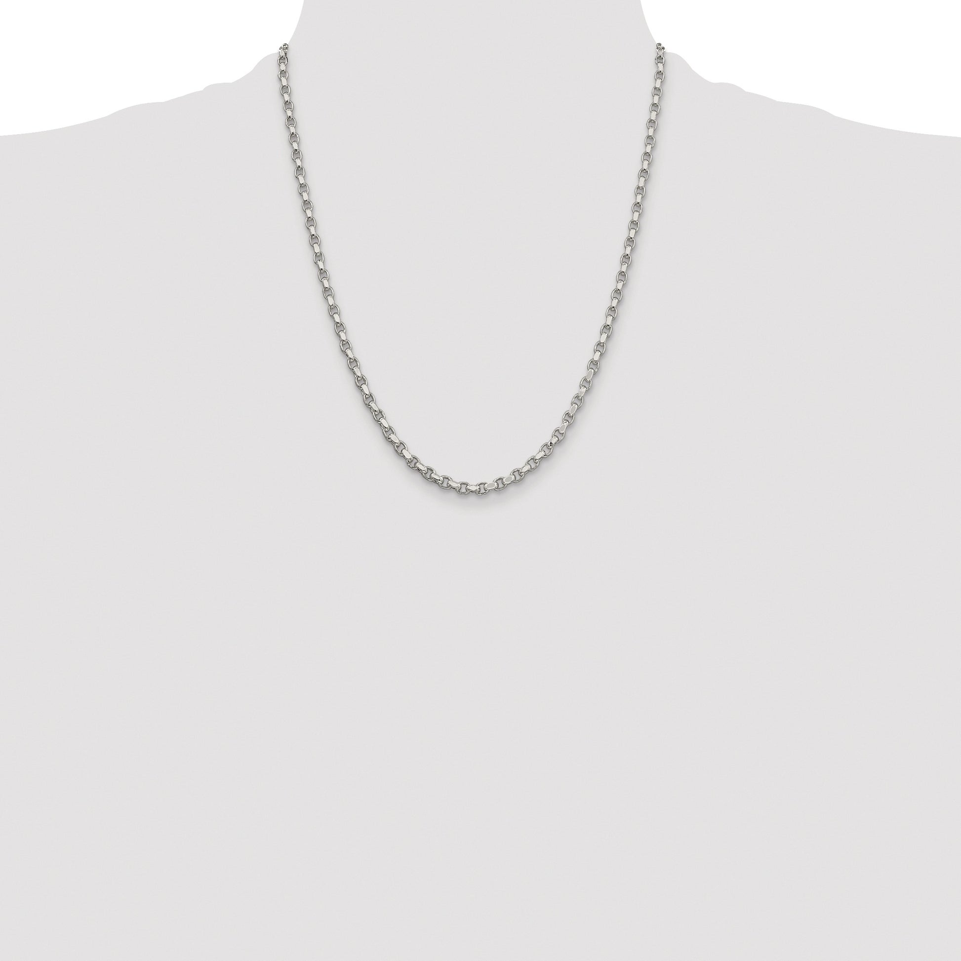 Sterling Silver Rhodium-plated 3.5mm Diamond-cut Rolo Chain