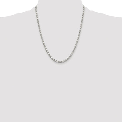 Sterling Silver Rhodium-plated 3.5mm Diamond-cut Rolo Chain