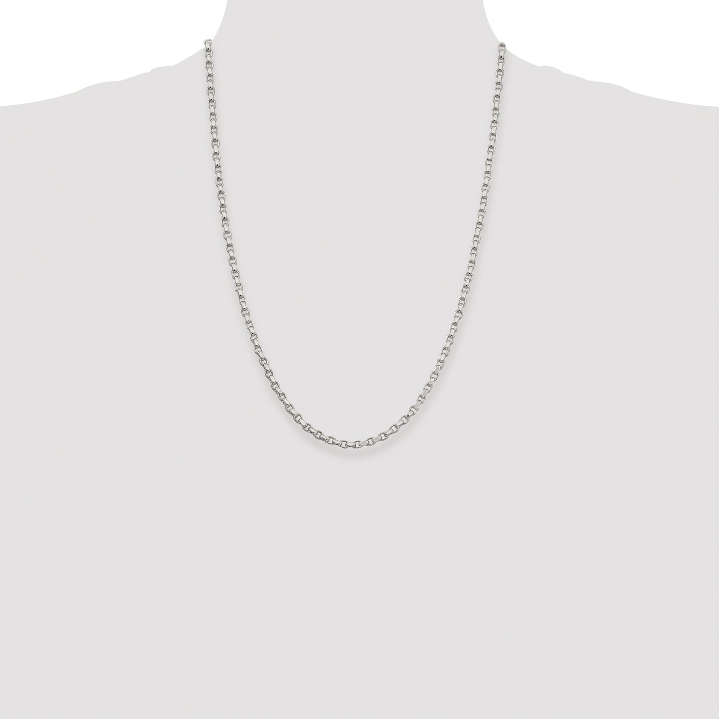 Sterling Silver Rhodium-plated 3.5mm Diamond-cut Rolo Chain