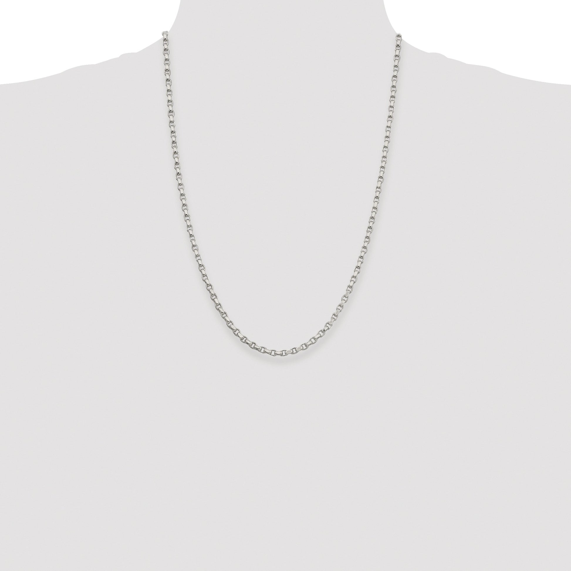 Sterling Silver Rhodium-plated 3.5mm Diamond-cut Rolo Chain