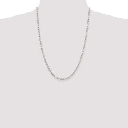 Sterling Silver Rhodium-plated 3.5mm Diamond-cut Rolo Chain