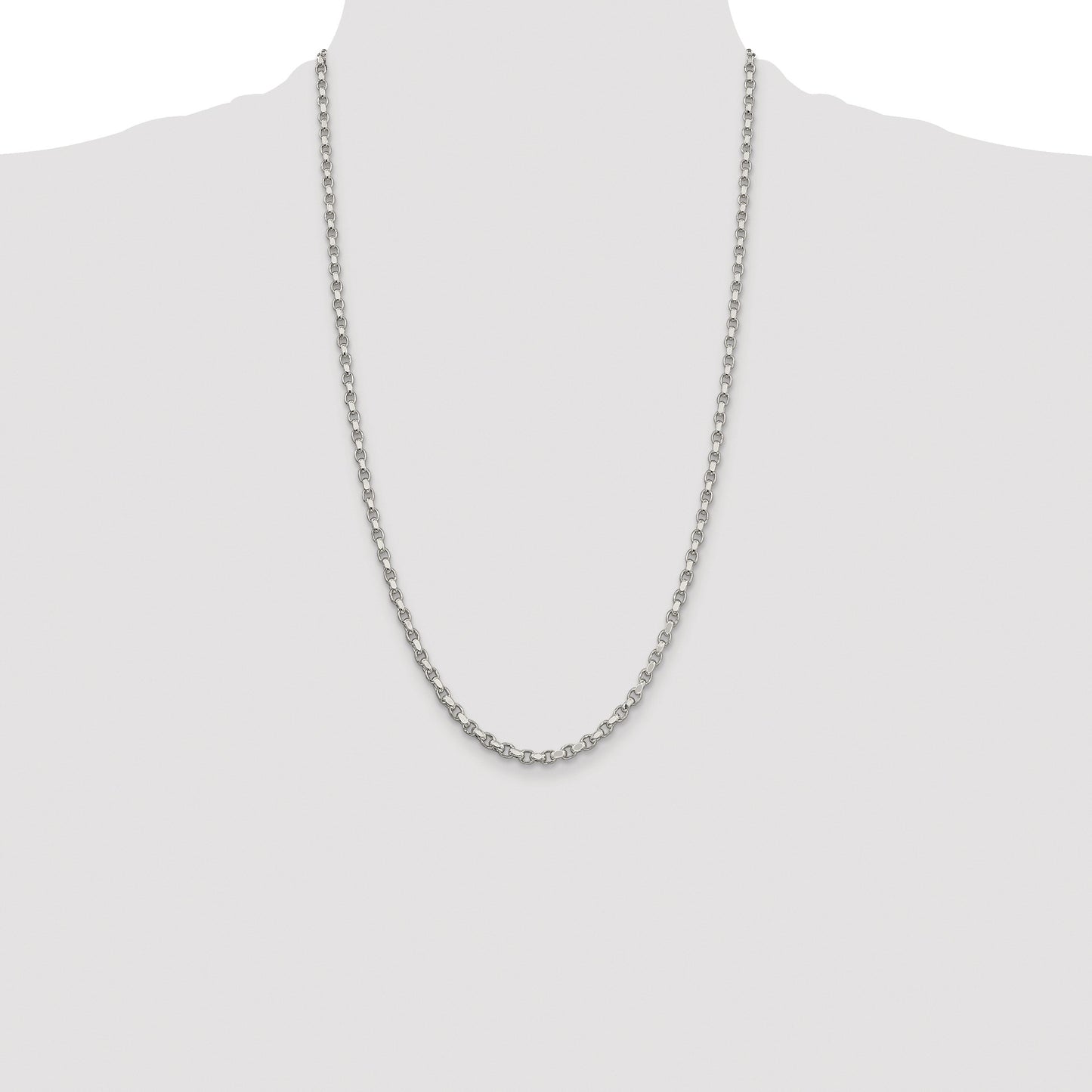 Sterling Silver Rhodium-plated 3.5mm Diamond-cut Rolo Chain