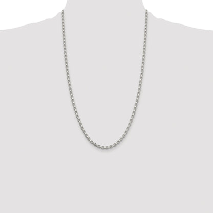 Sterling Silver Rhodium-plated 3.5mm Diamond-cut Rolo Chain