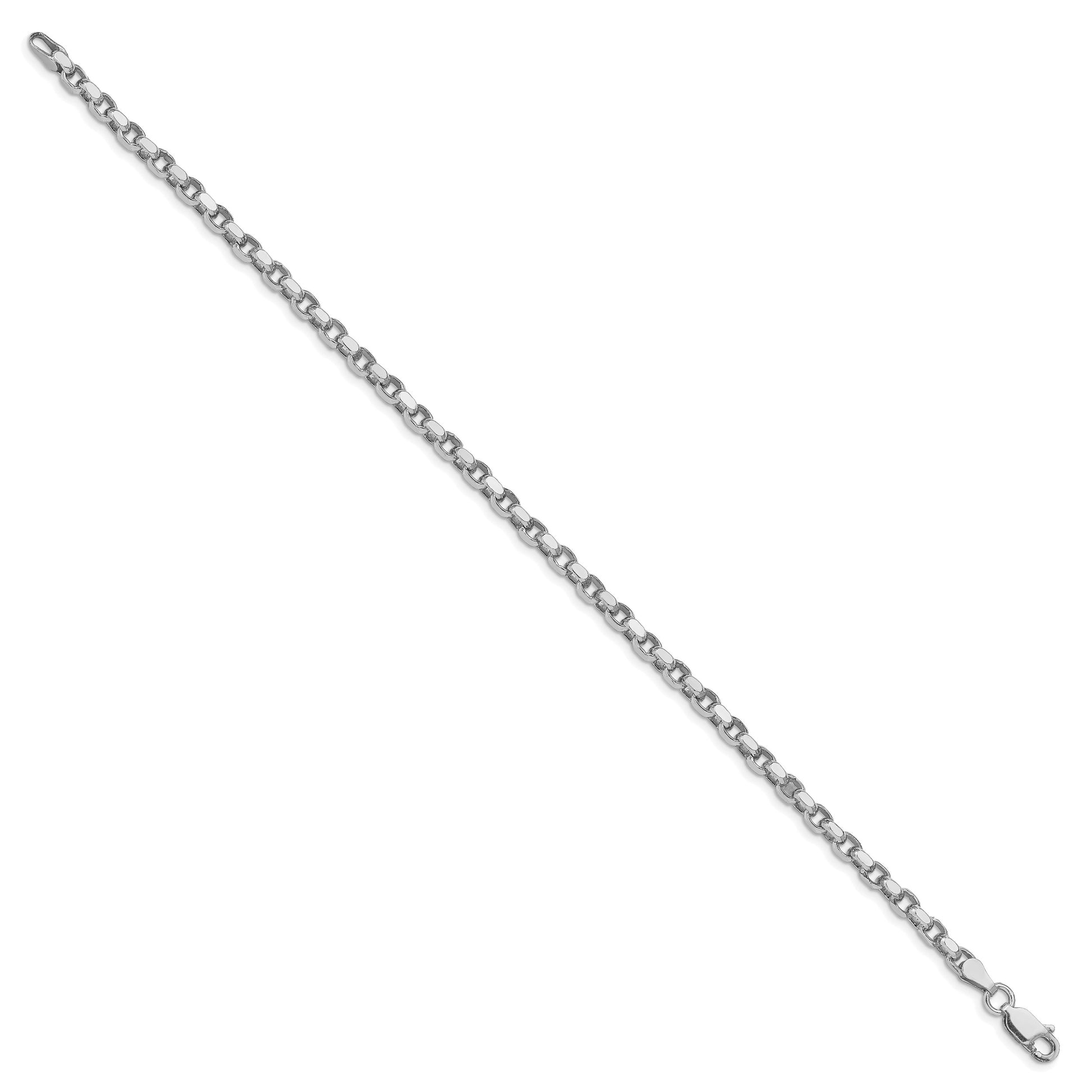 Sterling Silver Rhodium-plated 3.5mm Diamond-cut Rolo Chain