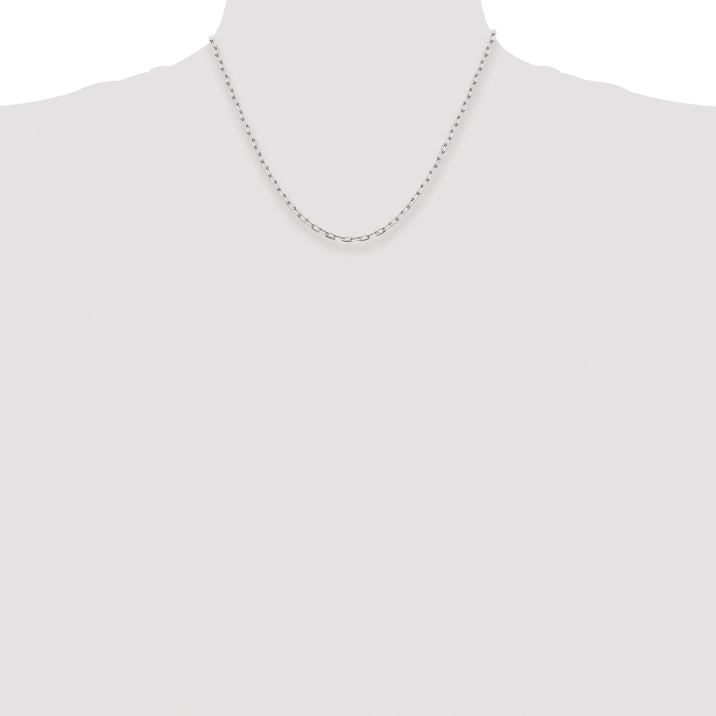 Sterling Silver Rhodium-plated 2.75mm Elongated Open Link Chain